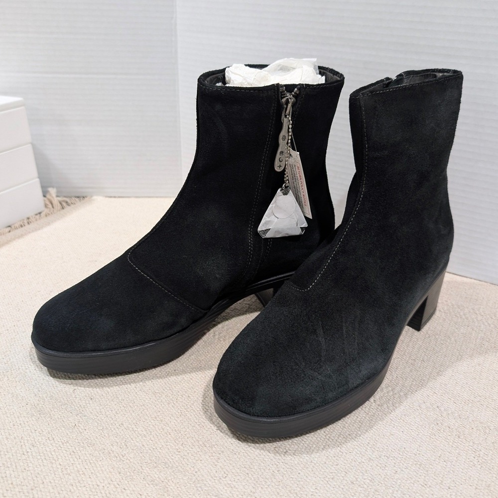 Lazo Siren Black Suede Platform Ankle Boots 8.5 Dark Academia Goth Witch NIB